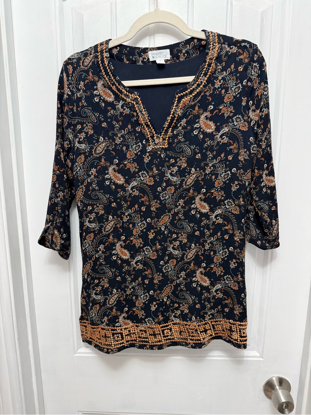 Market & Spruce Sz small Artsy Boho Hippie Embroidered Rayon Peasant (2-8)